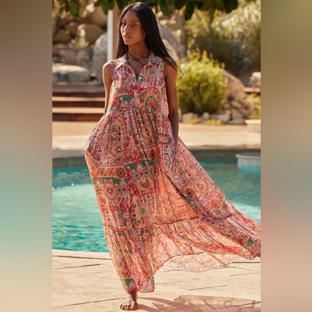 Misa Los Angeles Hilma Palazzo Tile Dress (m)